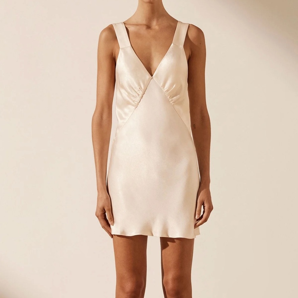 Shona Joy White Silk Mini Dress